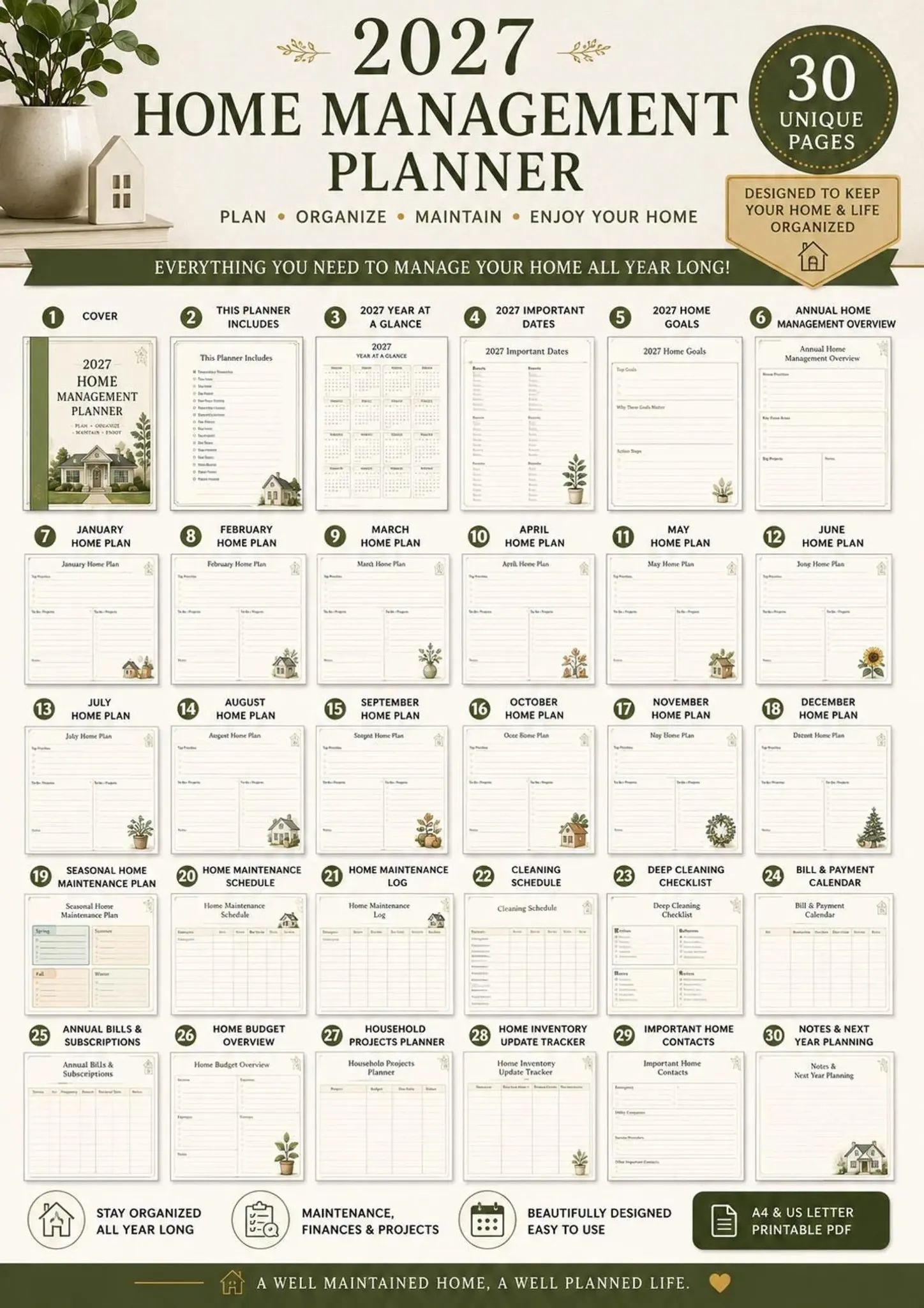 2027 Home Management Planner full bundle preview