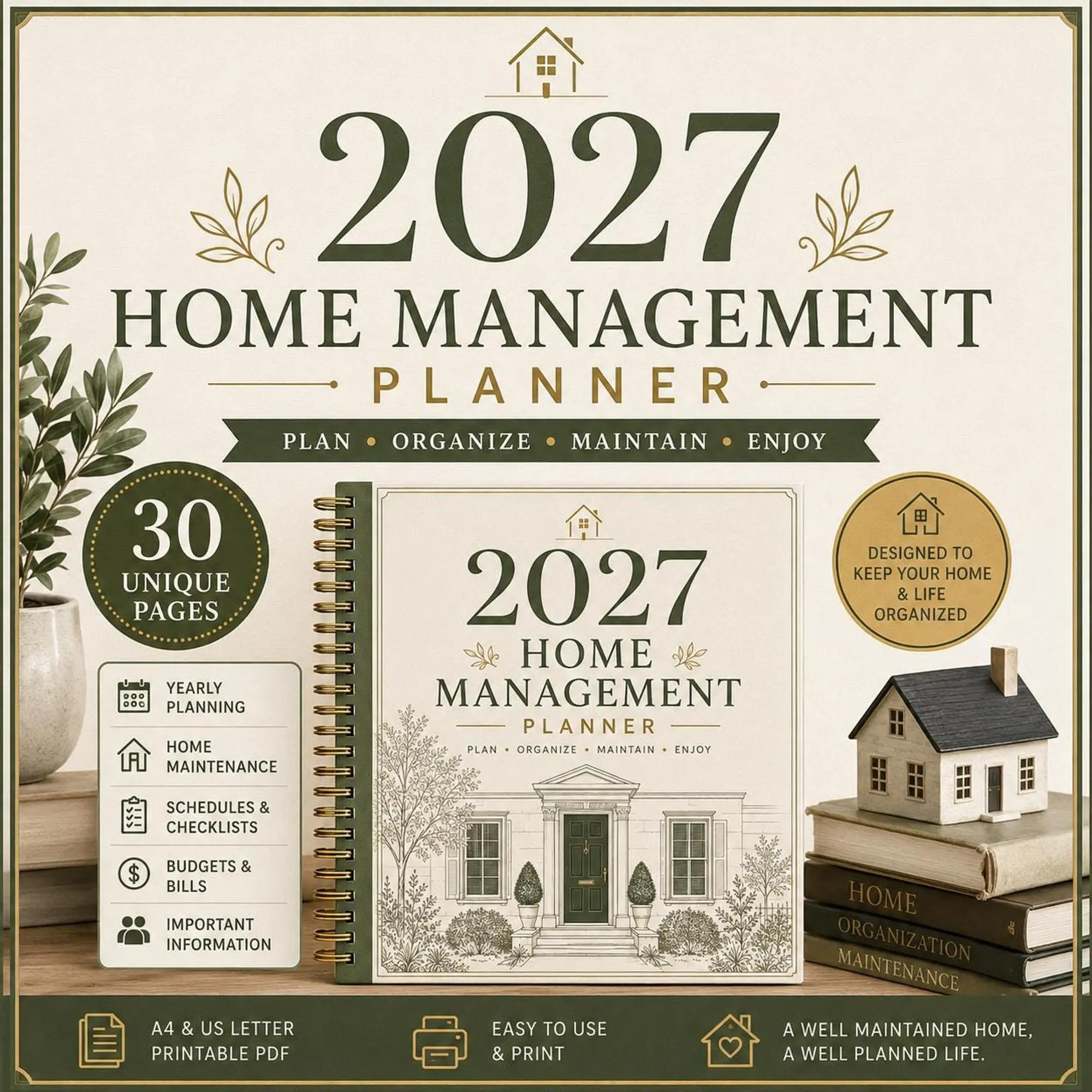 2027 Home Management Planner printable