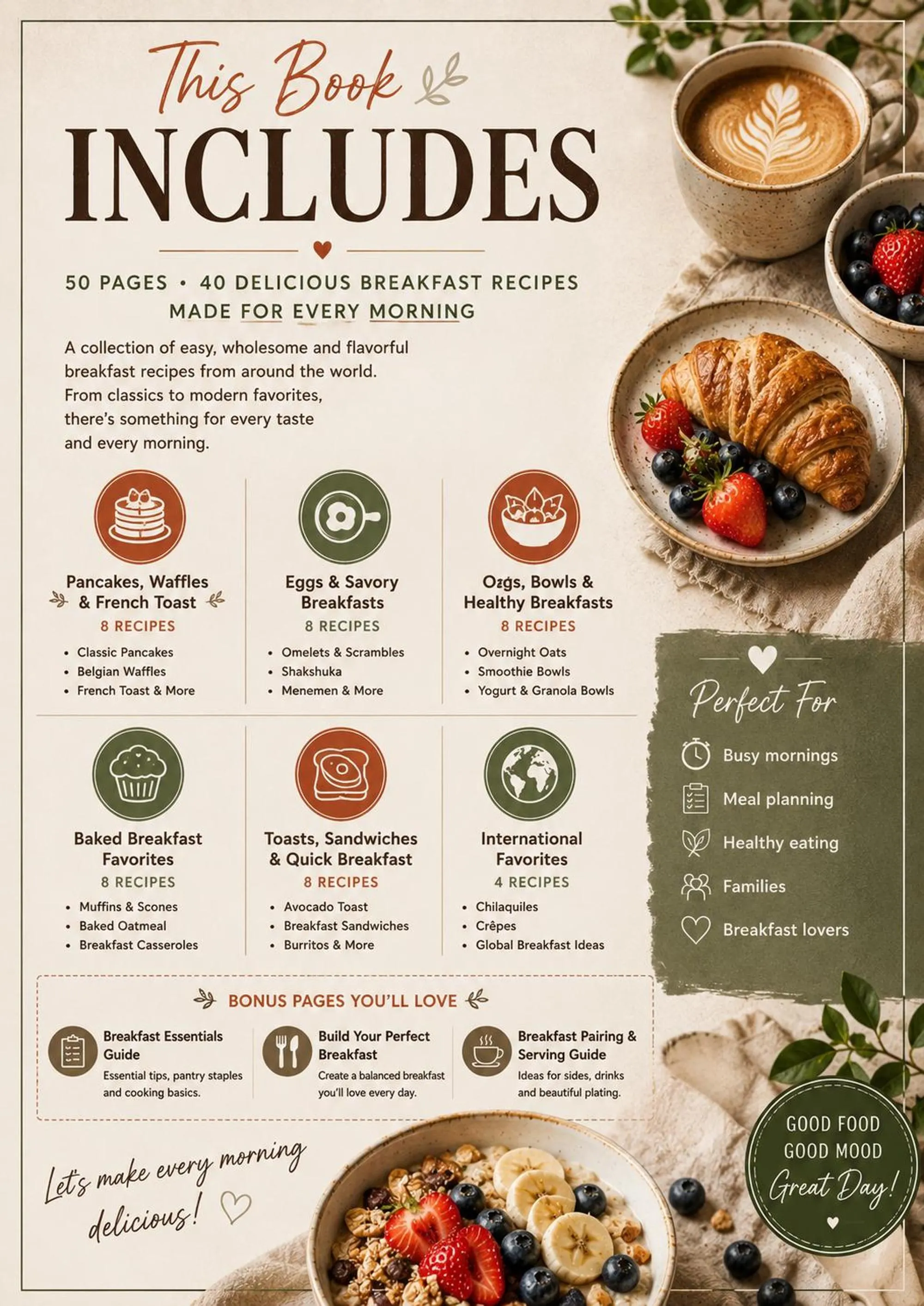 Printable Breakfast Recipe Book preview 2