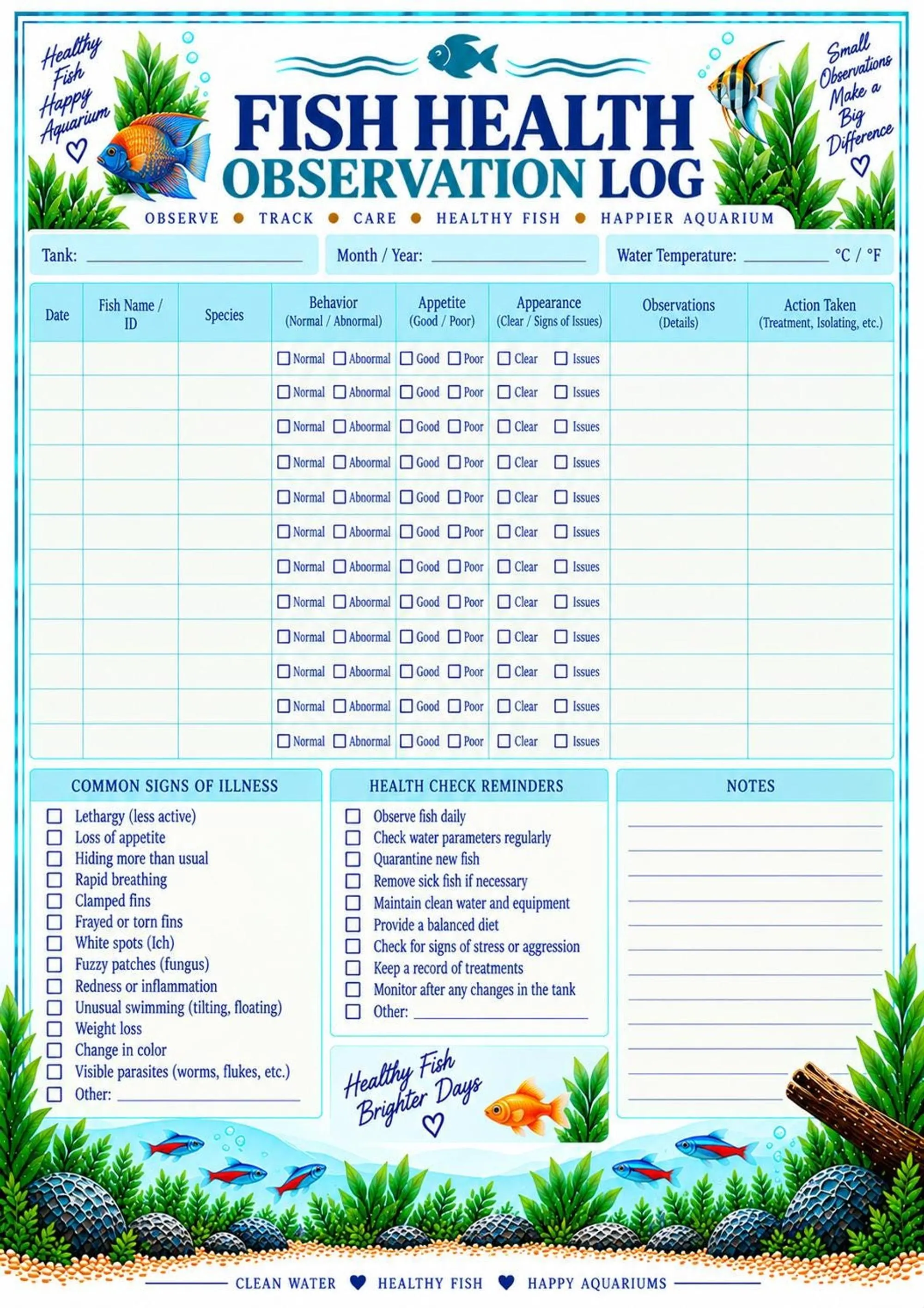 Fish Tank Maintenance Binder preview 5