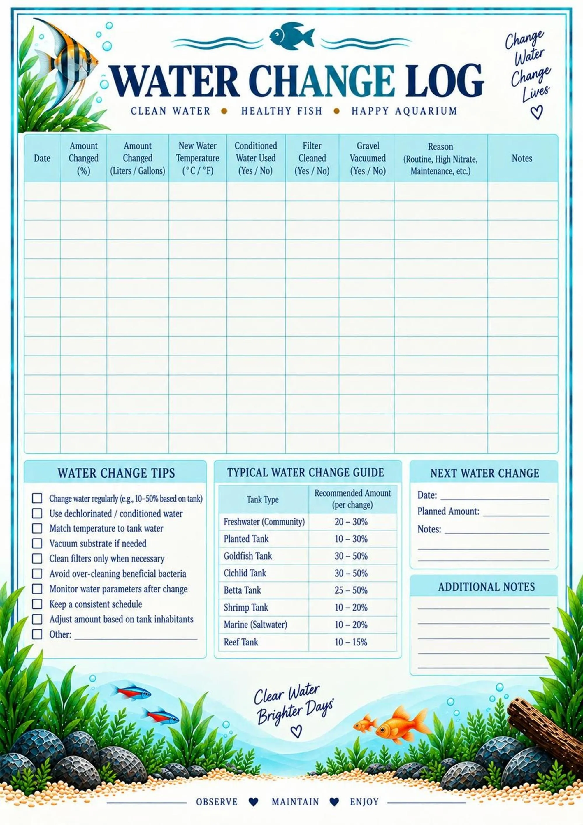 Fish Tank Maintenance Binder preview 6