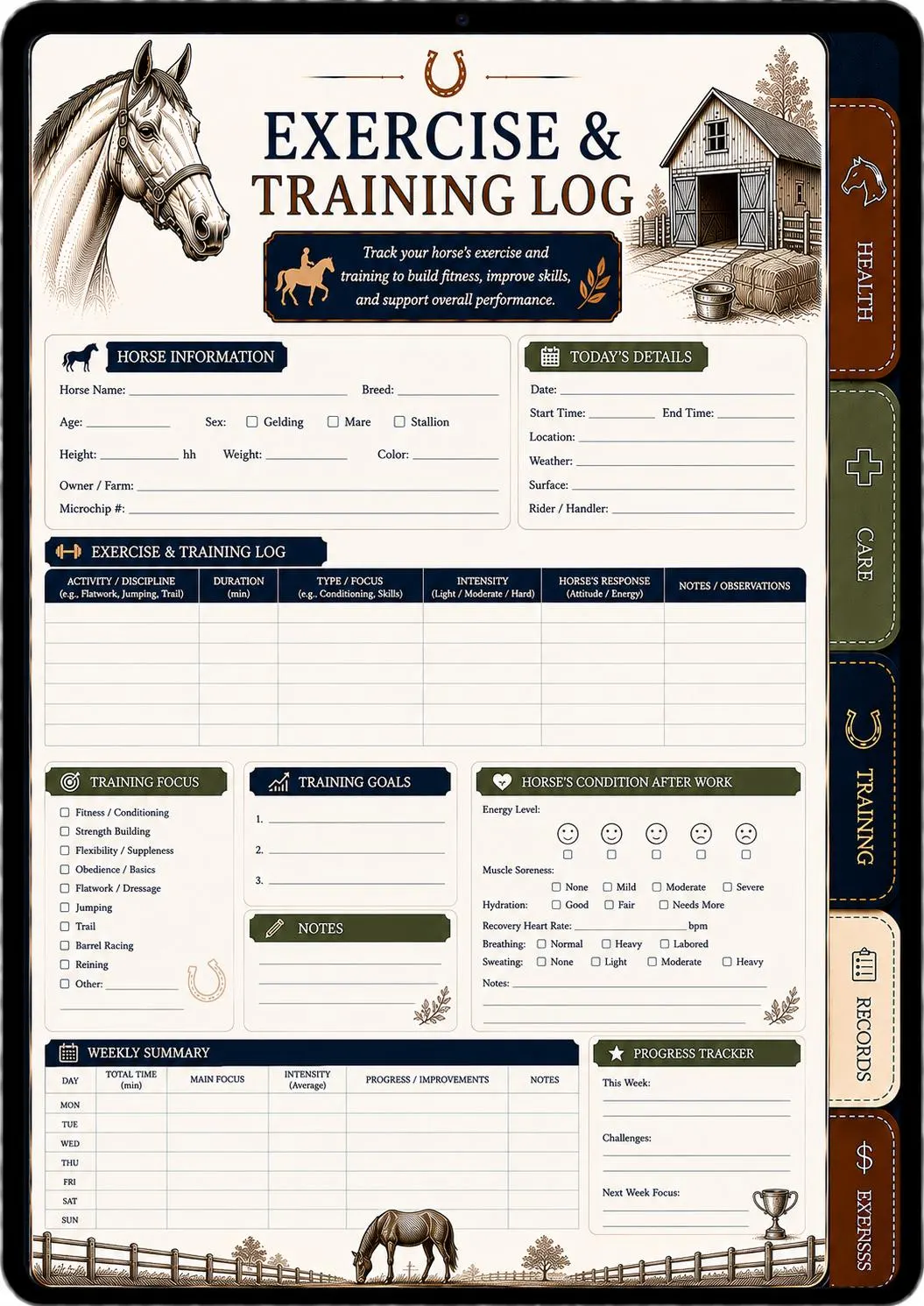 Horse Care & Records Binder preview 5