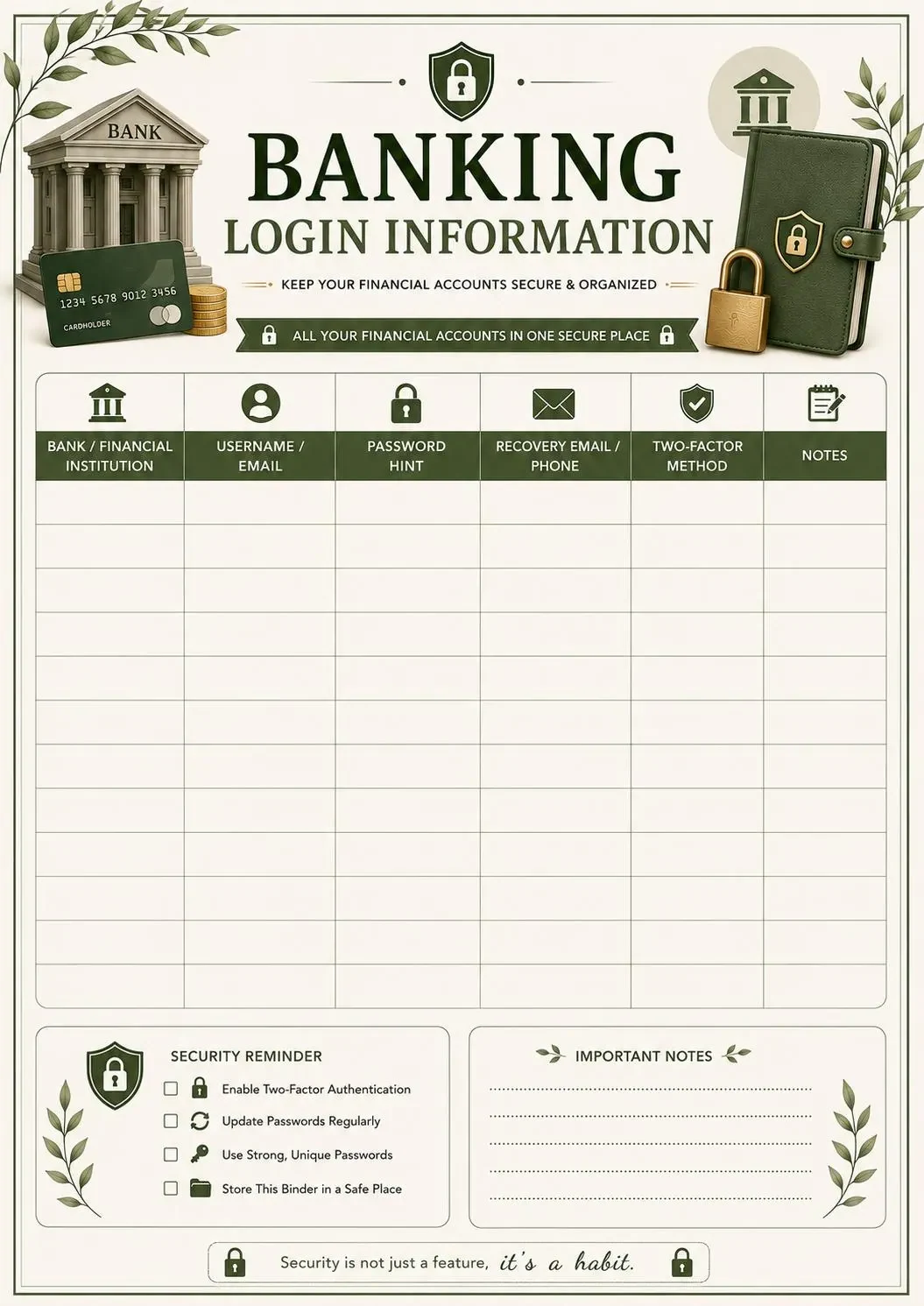 Password Binder Printable preview 4