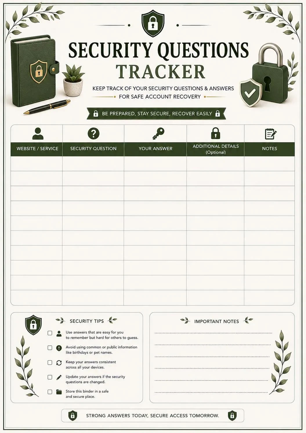 Password Binder Printable preview 6