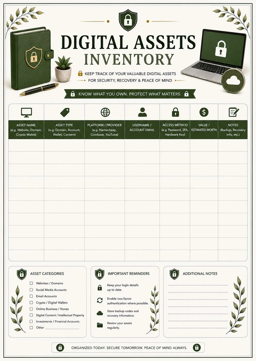 Password Binder Printable preview 8
