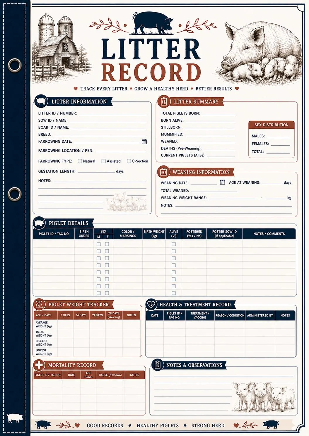 Pig Record Keeping Binder preview 5