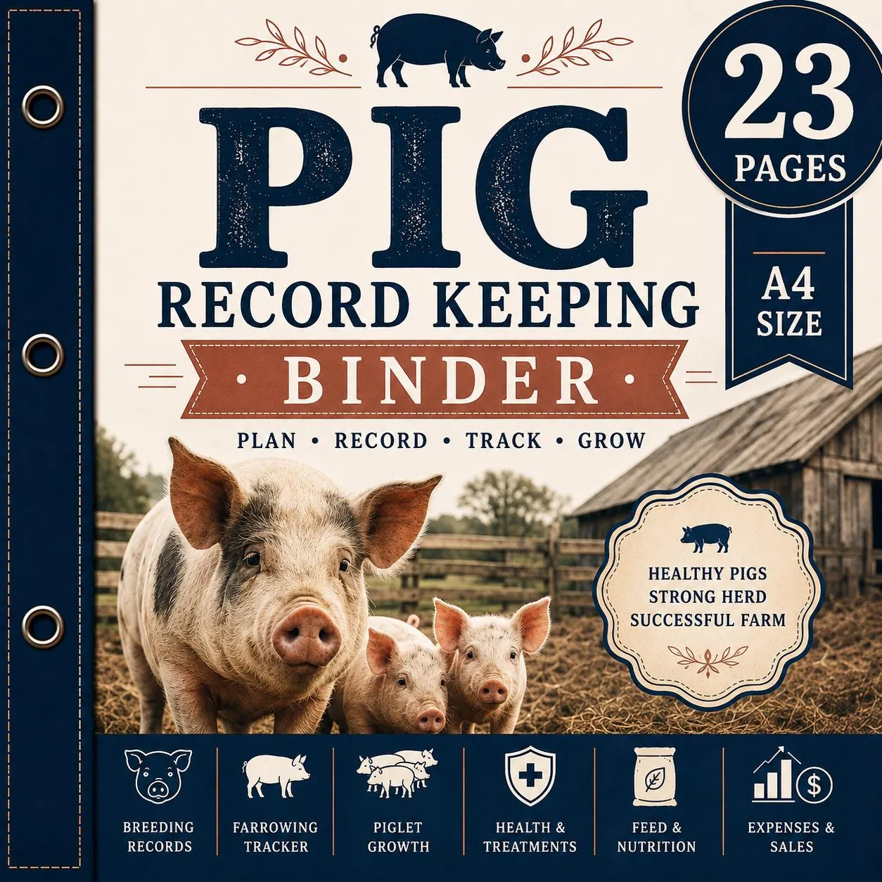 Pig Record Keeping Binder