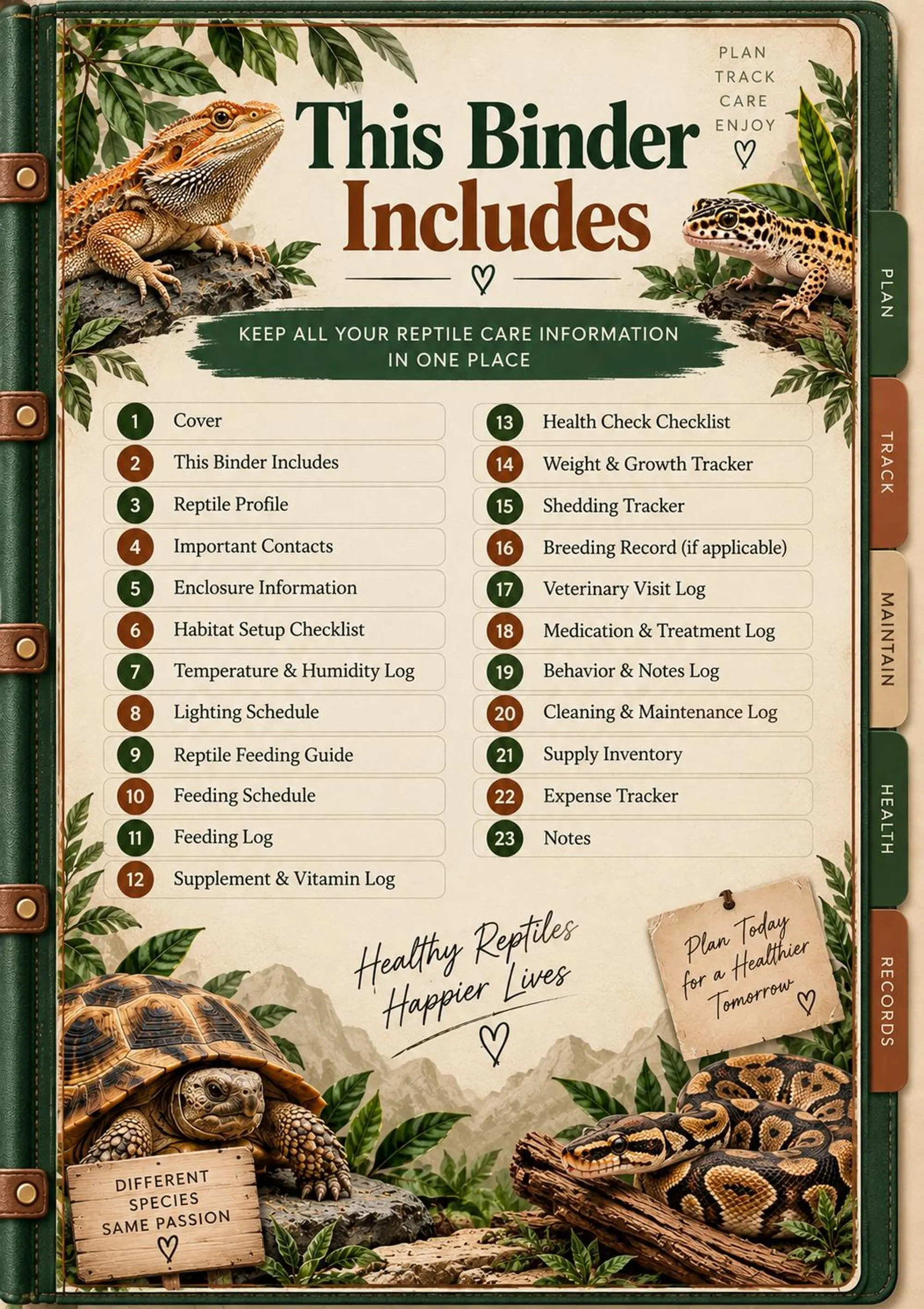 Reptile Care Binder preview 2
