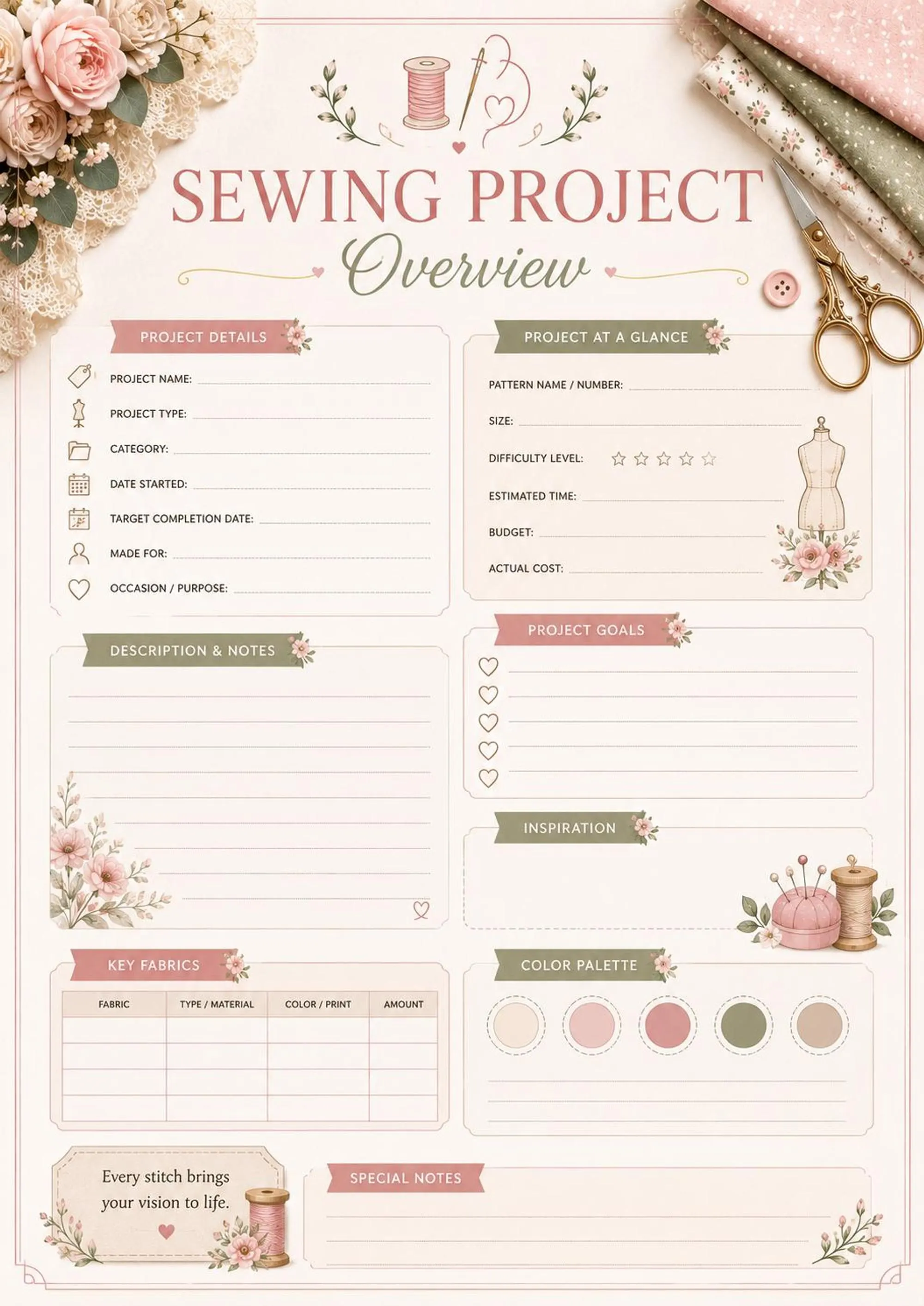 Sewing Project Planner preview 2