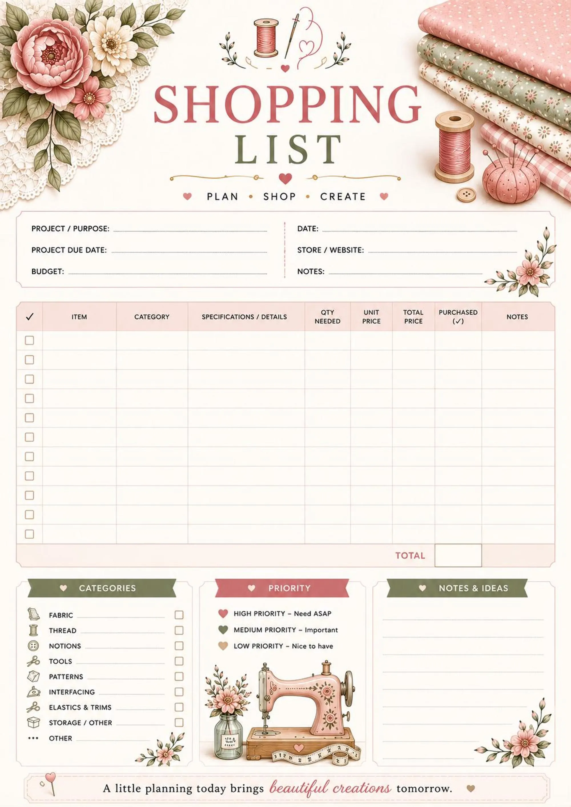 Sewing Project Planner preview 6