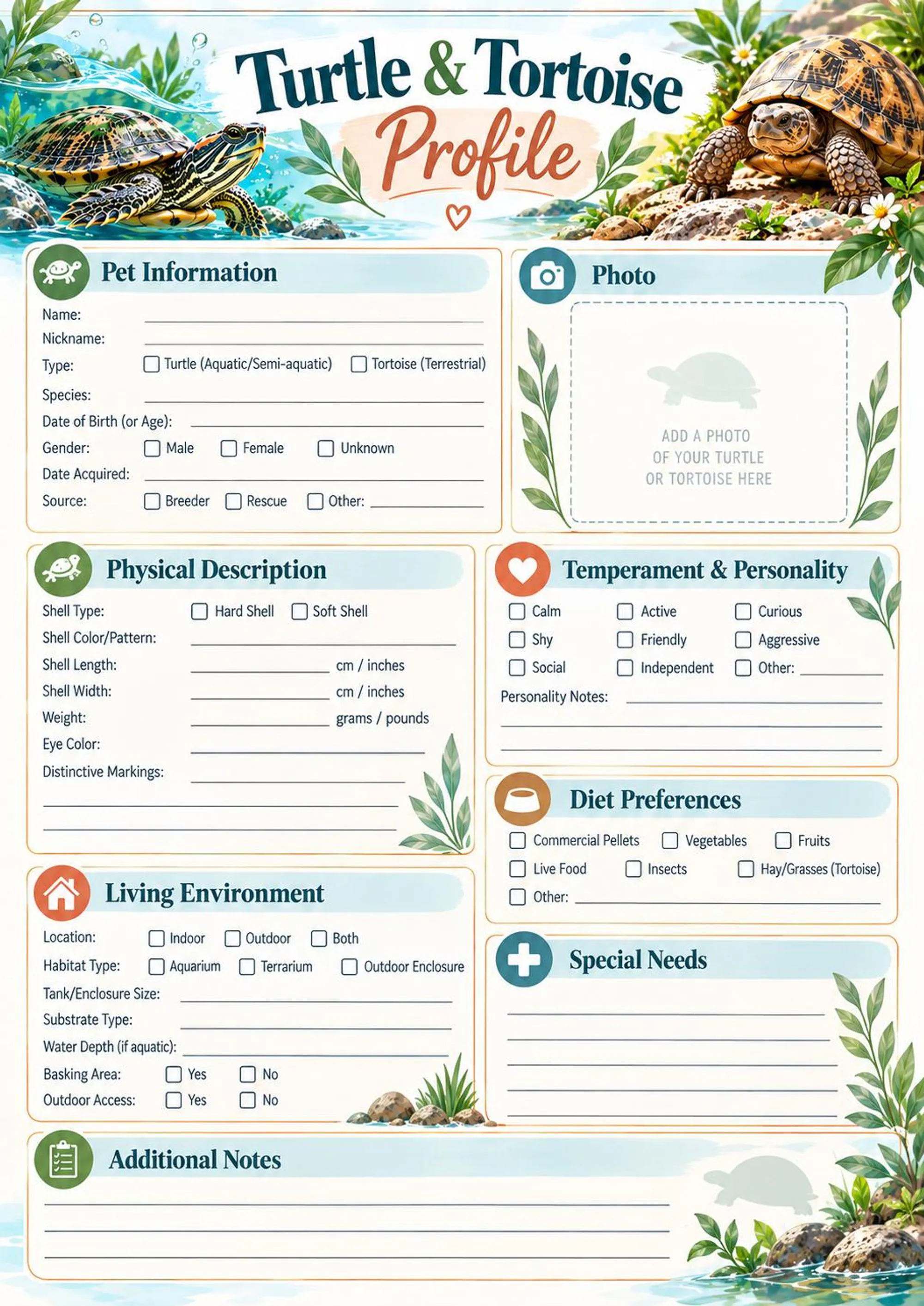 Turtle & Tortoise Care Binder preview 3
